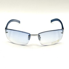 Fashion Rimless Oval Sunglasses Blue Designer Frame & Gradient Lenses Y2k 90’s