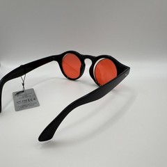 All Round Sunglasses Black Plastic/Metal Frame Red Tinted Plastic Lenses UV400