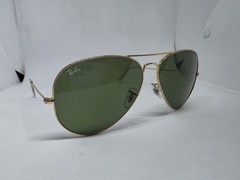RAY-BAN RB 3025 001 62MM LARGE METAL AVIATOR SUNGLASSES GOLD GREEN AUTHENTIC NEW