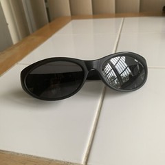 Vintage Bolle Lodo 1748201038 CE Black Oval Wrap Sunglasses