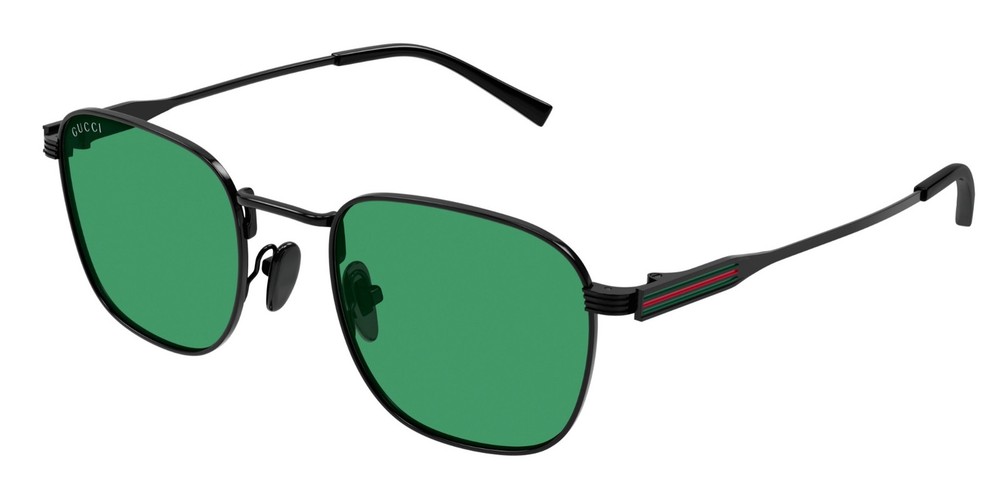 GUCCI GG1876S 004 Black Black Green 50 mm Round Oval Panthos Men’s Sunglasses