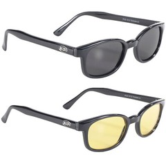 2 Pair of Pacific Coast X-KD’s Biker Sunglasses Black Frame Smoke & Yellow Lens