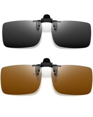 Polarized Clip on Sunglasses Rectangle 2 Pack UV Protection – Flip Up Over