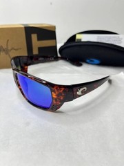Costa Style Tortoise Tuna Alley Sunglasses Blue Mirrored Polarized Lens Case Box