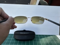 Emporio Armani 167-S 743 Gold Rectangular Sunglasses BrownLens 135mm 54[]19