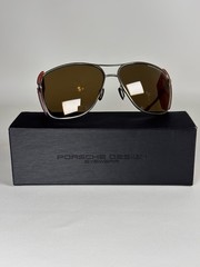 PORSCHE DESIGN P 8600 B Titanium Oversized Men’s Women’s Silver/Red Sunglasses .