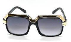 Men’s Hip Hop 80’s Vintage Streetwear Black Lens Sunglasses Black Gold Retro