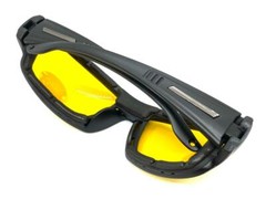 MOTORCYCLE Night Riding Padded Safety Protective SUN GLASSES GOGGLES Yellow Lens