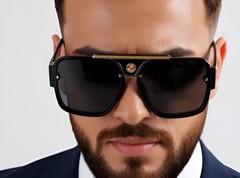 XL MENS UV400 Large Wide Frame Oversized Gangster Rectangle Shade Sunglasses