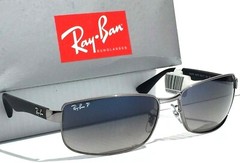 UK Ray Ban Gunmetal & Black w POLARIZED Grey Blue Lens Sunglass RB3478 004