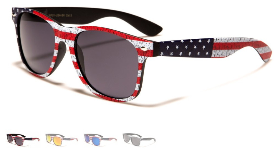 Classic USA American Flag Unisex Sunglasses Patriot Stars Stripes Retro Style