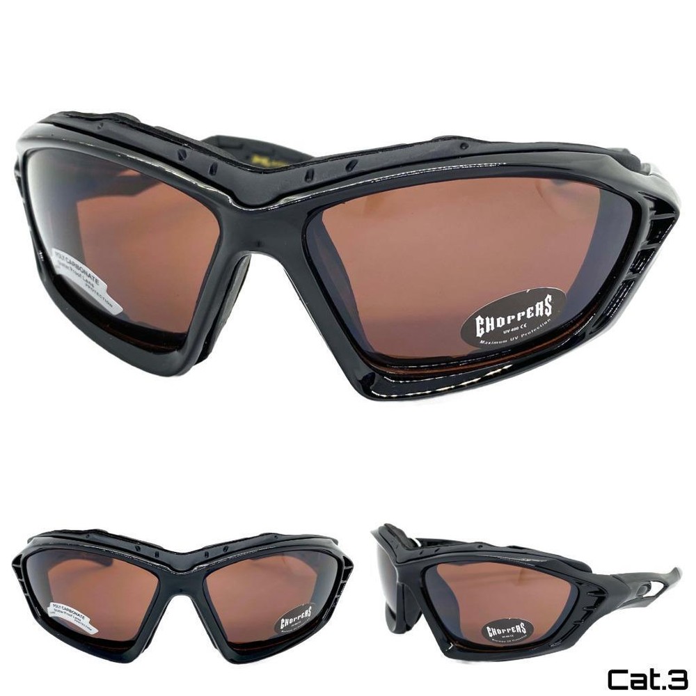 MOTORCYCLE BIKER Riding Driving Padded Protective SUN GLASSES Goggles Brown Lens