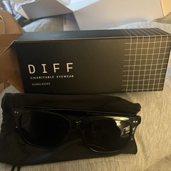 DIFF Men’s Lightweight Black Square Sunglasses Plastic Frame & Lens Tinted