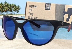 COSTA DEL MAR matte black/blue mirror MAYFLY polarized 580P sunglasses NEW!