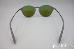 New Ray-Ban Round Gray Gunmetal Green Mirror Sunglasses RB4243 6262B4 49 $153