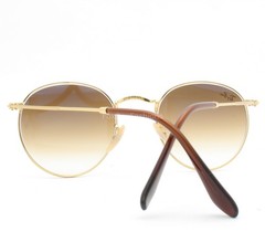 Ray-Ban Round Sunglasses RB 3447 001/51 Shiny Gold Brown Glass 50mm with Case