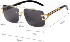 Mens Sunglasses Hip Hop Quavo Migos Rimless Gold SQUARE Frame Diamond Cut Lens