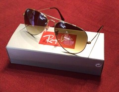 Ray Ban Aviator RB3025 Sunglasses,Light Brown,Gradient Lenses,Unisex.