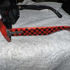 RARE Von Zipper Fulton Tony Stark IRON MAN 2 Sunglasses Red Black Checkered