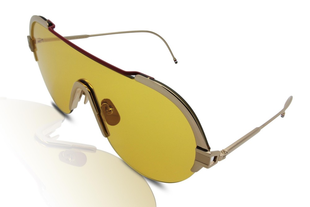 Thom Browne Sunglasses TBS811 01 12K White Gold-Plated Titanium/Yellow