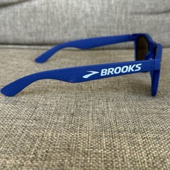 Brooks Running Sunglasses Blue White Logo Spellout Lightweight Square Shades