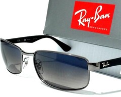 UK Ray Ban Gunmetal & Black w POLARIZED Grey Blue Lens Sunglass RB3478 004