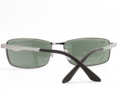 Ray-Ban Sunglasses RB 3498 004/71 Gunmetal Dark Silver Green Tinted 64mm w/case