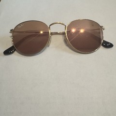 Ray-Ban RB 3447-N Round Metal 001/Z2 Sunglasses Gold Pink Lenses 50-21-145 Italy