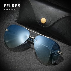 Metal Oval Polarized Sports Sunglasses For Men Rimless Outdoor Driving Glasses