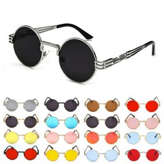 Fashion Metal Retro Round Sunglasses UV400 Vintage 90s Gothic Steampunk Glasses