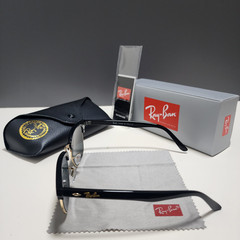 Ray-Ban RB3016 Classic Clubmaster Sunglasses Black Frame Glass Gray Lens 145mm