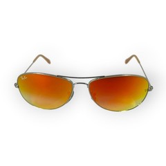 Ray-Ban RB3362 Cockpit Aviator Sunglasses Unisex Silver Orange Mirrored W/ Case