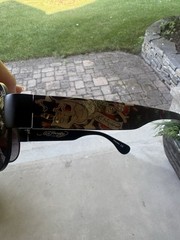 Ed Hardy EHS ZEKE Oversized Sunglasses Black Brown Gradient Lenses 62-13