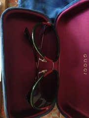 GUCCI GG0062S 003 57mm Aviator Green/Red Unisex Sunglasses with Light Grey Lens