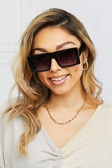 All Black Rectangular Polycarbonate Sunglasses