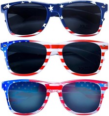 American Flag Sunglasses Patriotic USA Classic Glasses 4th of July Party 3 Pack