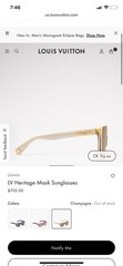 Louis vuitton Heritage Mask Sunglasses Z3243U Brand New