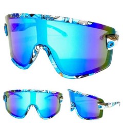 Oversized RETRO SPORTY WRAP Shield Cycling SUN GLASSES Large Big Graffiti Frame