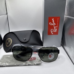 Ray Ban Aviator Sunglasses Gunmetal Black Green RB 3386 004/9A 63mm 130 A1F0 NWT