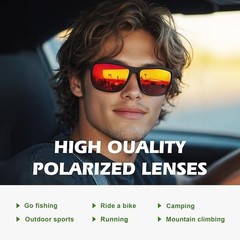 Fanshen Square Polarized Sunglasses Men Lightweight UV Protection Shades, 2 Pack
