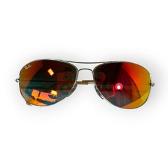Ray-Ban RB3362 Cockpit Aviator Sunglasses Unisex Silver Orange Mirrored W/ Case