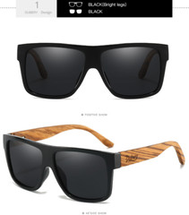 DUBERY Square Wood Polarized Sunglasses Men Women Wooden Temple Sport Glasses