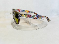 Custom PixelVivid Rainbow Metallic Marble Sunglasses with Gold Mirror Lenses
