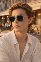 Retro Soft Square Sunglasses Metal Plastic Double Frame UV400 Unisex Vintage