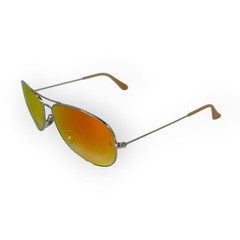 Ray-Ban RB3362 Cockpit Aviator Sunglasses Unisex Silver Orange Mirrored W/ Case
