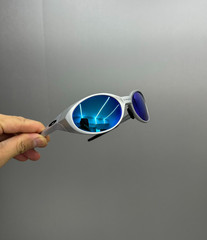 Vintage Oakley Eye Jacket Redux OO9438 Prizm Sunglasses Blue Lens Y2K