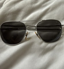 AMERICAN OPTICAL USA ORIGINAL PILOT SILVER METAL SUNGLASSES 57-20-140 119878