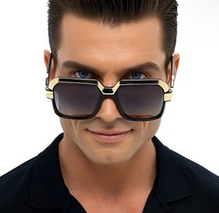 Men’s Hip Hop 80’s Vintage Streetwear Black Lens Sunglasses Black Gold Retro