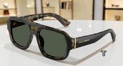 DOLCE GABBANA DG4516 34049A Black Yellow Havana Green Polar 55mm Mens Sunglasses
