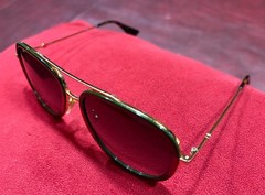 Gucci 0062S_003 Grey Gradient Lens Pilot Sunglasses – Green/Gold